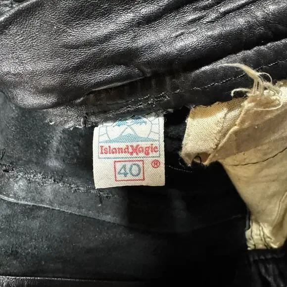 Vintage 1980s Leather Skirt Black Rainbow Patch Brazil Grunge Goth Punk Pride - Picture 6 of 8